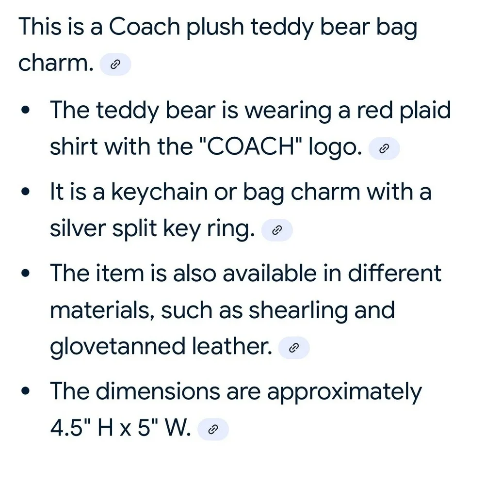 Coach Teddy Bear Stuffed Brown With A Keychain 4.5